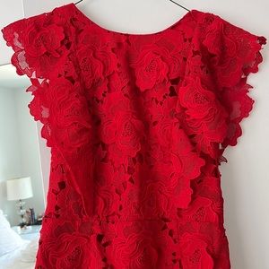 Top shop red lace high neck mini dress